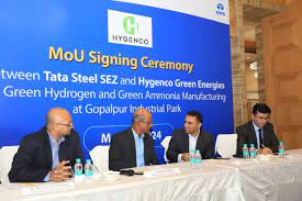 Tata Steel Special Economic Zone Limited (TSSEZL) and Hygenco signed a MoU to establish a green hydrogen and green ammonia project at TSSEZL's Gopalpur Industrial Park in Odisha.
