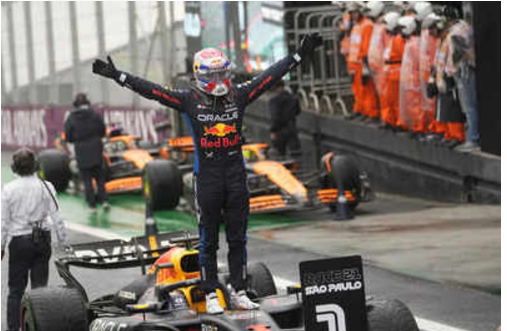 Max Verstappen of Red Bull wins Brazilian Grand Prix after starting from 17th position.
