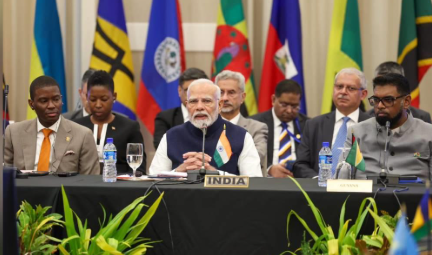 "PM Modi Co-Chairs 2nd India-CARICOM Summit 2024 with PM Dickon Mitchell in Georgetown, Guyana".
