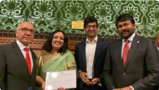 Veteran Indian Actor and Padma Awardee Konidela (K) Chiranjeevi Receives Lifetime Achievement Honour at UK Parliament.