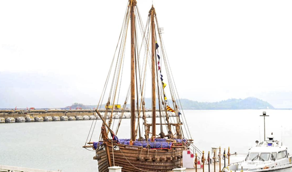Indian Navy Inducts INSV Kaundinya, a 5th Century CE-Inspired Stitched Sail Ship in Karnataka.
