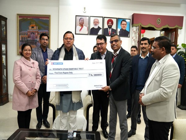 HDFC Bank donated Rs5 crore to Uttarakhand Chief Minister Pushkar Singh Dhami for the Kedarnath Utthan Charitable Trust.