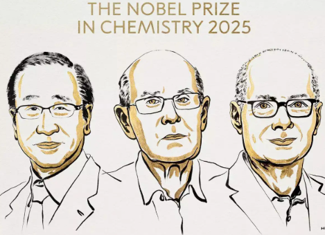 2025 Nobel Prize in Chemistry Awarded to Susumu Kitagawa, Richard Robson, and Omar Mwannes Yaghi for Metal–Organic Frameworks (MOFs).