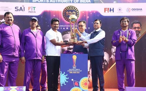 Mansukh Mandaviya Inaugurates Hockey India Centenary Celebrations in New Delhi.