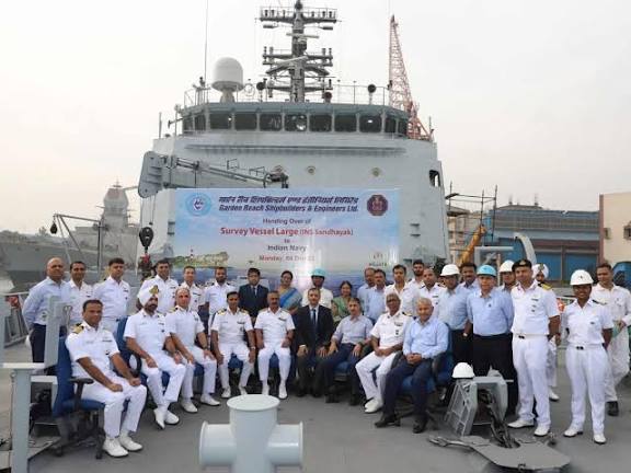 GRSE Delivers India’s Largest Survey Vessel "INS Sandhayak" to Indian Navy.