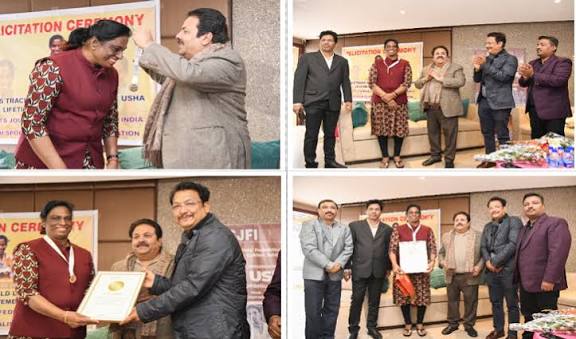 P.T. Usha Honoured with Lifetime Achievement Award by SJFI.