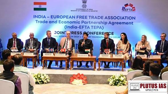 भारत और ईएफटीए (EFTA) ने ऐतिहासिक व्यापार और आर्थिक साझेदारी समझौते पर हस्ताक्षर किए।