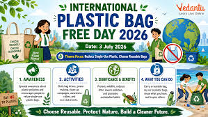 World Observes <span style="background-color:#fff9c4;font-weight:bold;">International Plastic Bag Free Day</span> on <span style="background-color:#e2f0fb;font-weight:bold;">July 3</span>.