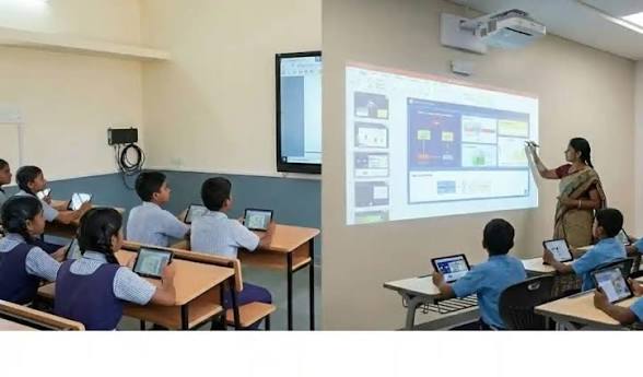 Ministry of Education Launches <span style="background-color:#fff9c4;font-weight:bold;">Vidya-Net Portal</span> for <span style="background-color:#e2f0fb;font-weight:bold;">Digital Classrooms</span>.