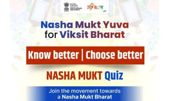 <b>MY Bharat launches National Nasha Mukti Quiz against drug abuse.</b>
