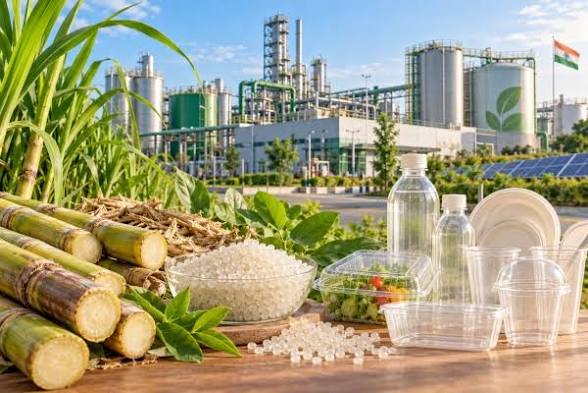 <b>Commercial biodegradable plastic launched under BioE3 Policy.</b>